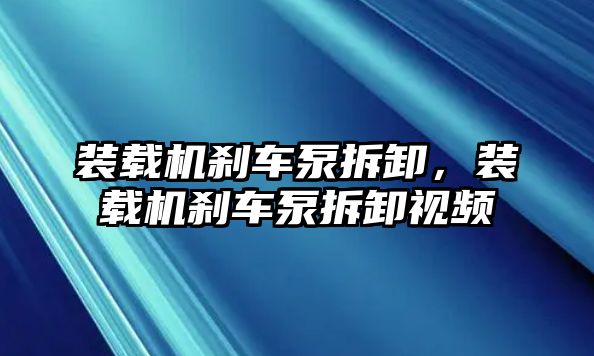 裝載機剎車泵拆卸，裝載機剎車泵拆卸視頻