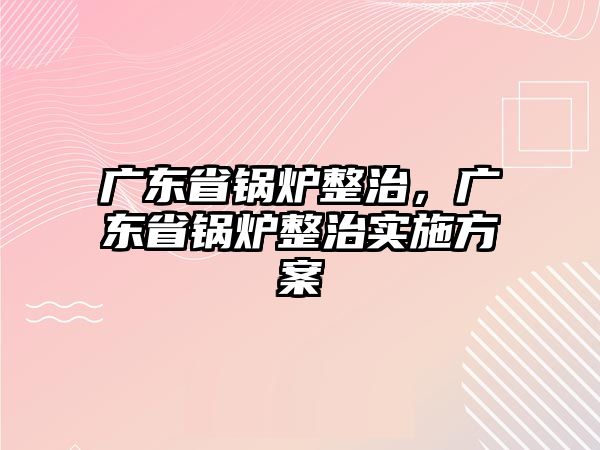 廣東省鍋爐整治，廣東省鍋爐整治實施方案