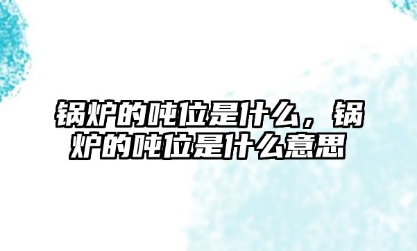 鍋爐的噸位是什么，鍋爐的噸位是什么意思