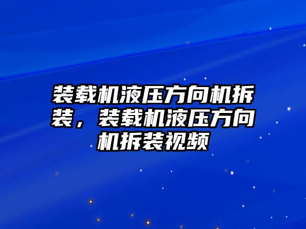 裝載機液壓方向機拆裝，裝載機液壓方向機拆裝視頻