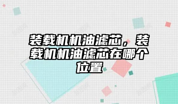 裝載機機油濾芯，裝載機機油濾芯在哪個位置