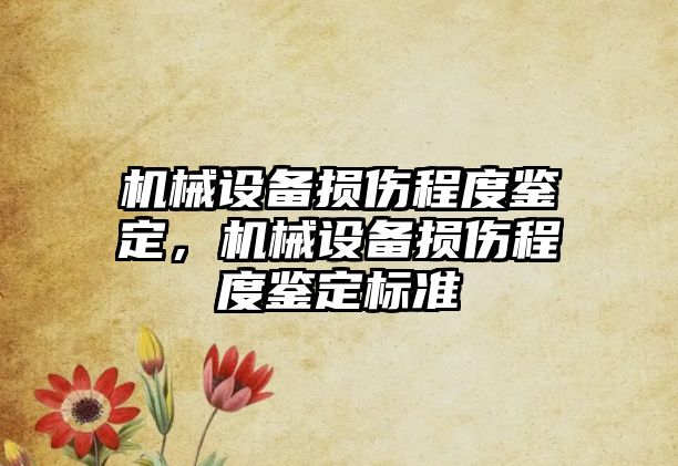 機械設(shè)備損傷程度鑒定，機械設(shè)備損傷程度鑒定標準