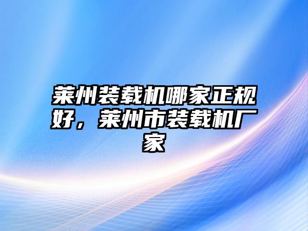 萊州裝載機哪家正規(guī)好，萊州市裝載機廠家