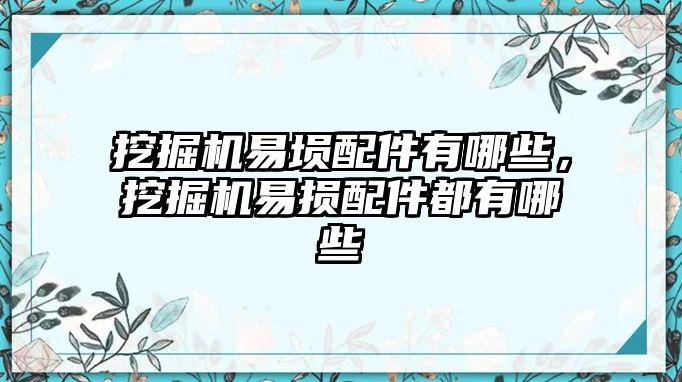 挖掘機易塤配件有哪些，挖掘機易損配件都有哪些