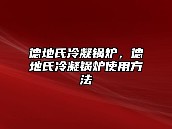 德地氏冷凝鍋爐，德地氏冷凝鍋爐使用方法