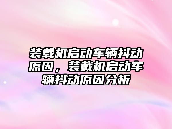 裝載機啟動車輛抖動原因，裝載機啟動車輛抖動原因分析