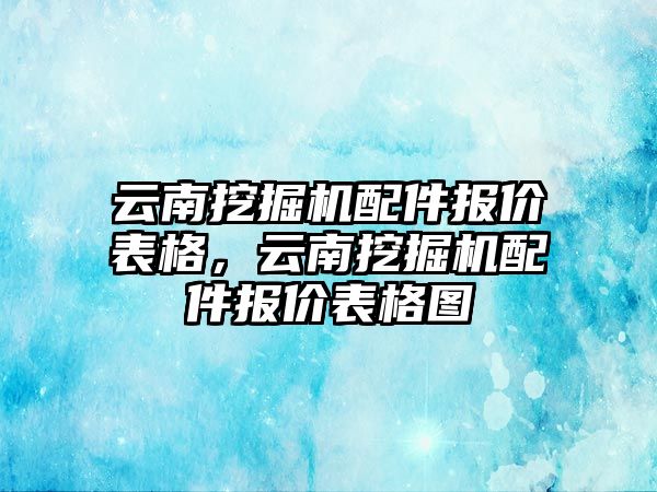 云南挖掘機配件報價表格，云南挖掘機配件報價表格圖