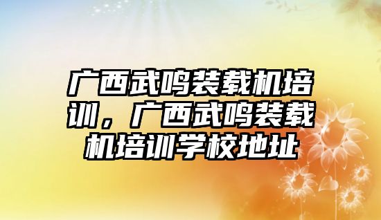 廣西武鳴裝載機培訓，廣西武鳴裝載機培訓學校地址