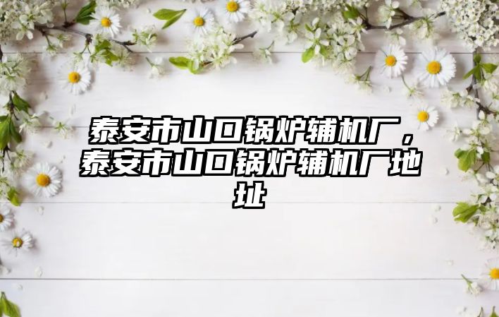 泰安市山口鍋爐輔機(jī)廠，泰安市山口鍋爐輔機(jī)廠地址