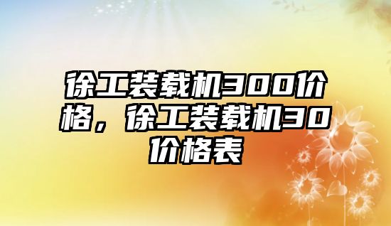 徐工裝載機300價格，徐工裝載機30價格表