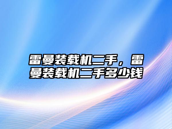 雷曼裝載機二手，雷曼裝載機二手多少錢