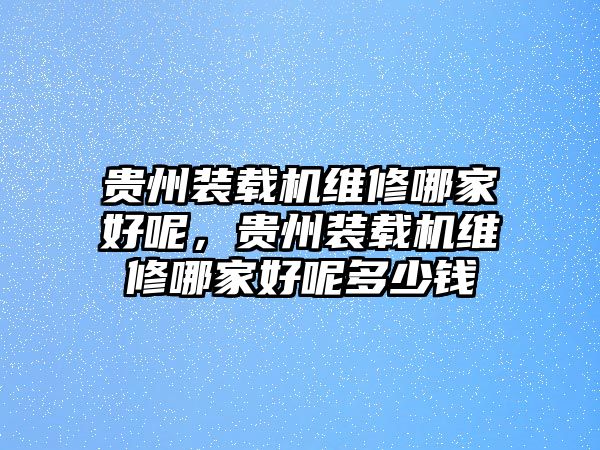 貴州裝載機(jī)維修哪家好呢，貴州裝載機(jī)維修哪家好呢多少錢