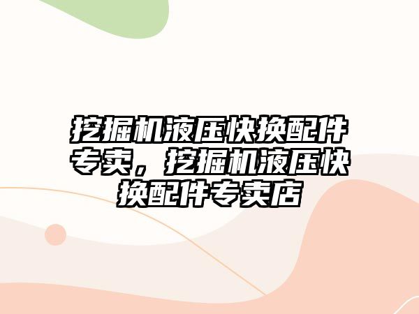 挖掘機液壓快換配件專賣，挖掘機液壓快換配件專賣店