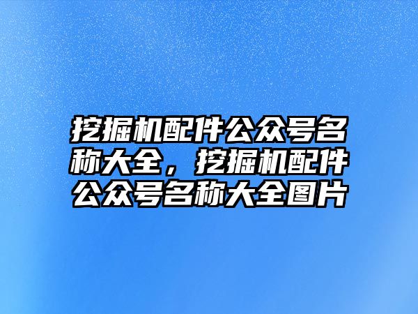 挖掘機(jī)配件公眾號名稱大全，挖掘機(jī)配件公眾號名稱大全圖片