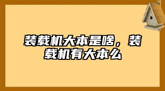 裝載機大本是啥，裝載機有大本么