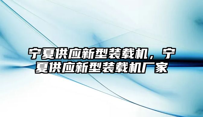 寧夏供應新型裝載機，寧夏供應新型裝載機廠家