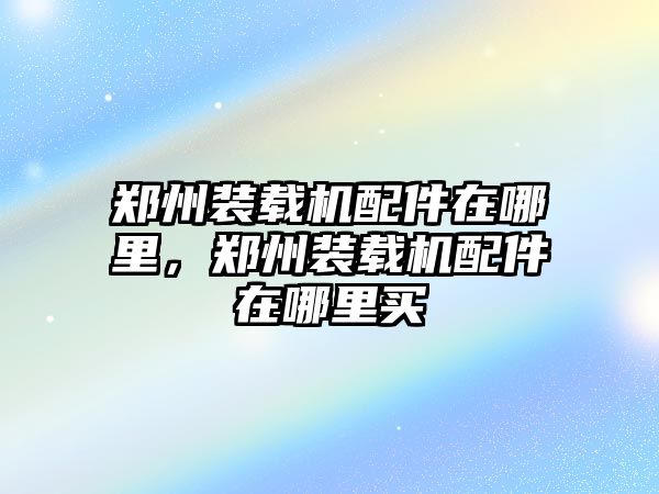 鄭州裝載機配件在哪里，鄭州裝載機配件在哪里買