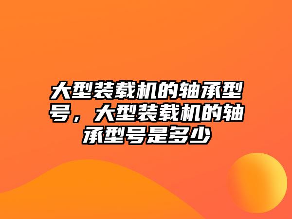 大型裝載機(jī)的軸承型號(hào)，大型裝載機(jī)的軸承型號(hào)是多少