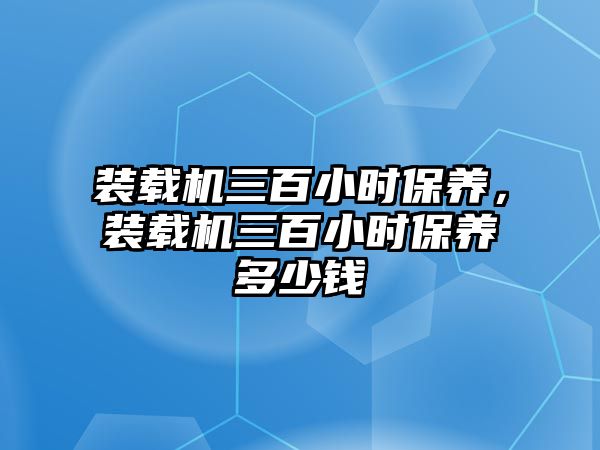 裝載機(jī)三百小時(shí)保養(yǎng)，裝載機(jī)三百小時(shí)保養(yǎng)多少錢(qián)