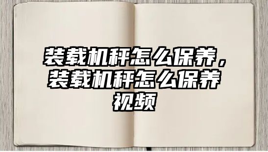 裝載機秤怎么保養(yǎng)，裝載機秤怎么保養(yǎng)視頻