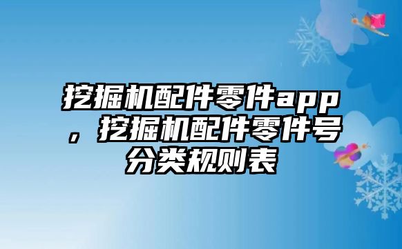 挖掘機(jī)配件零件app，挖掘機(jī)配件零件號(hào)分類規(guī)則表