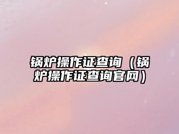 鍋爐操作證查詢(xún)（鍋爐操作證查詢(xún)官網(wǎng)）