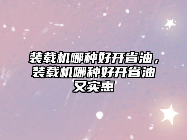 裝載機哪種好開省油，裝載機哪種好開省油又實惠