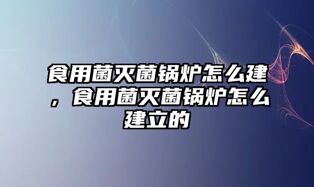 食用菌滅菌鍋爐怎么建，食用菌滅菌鍋爐怎么建立的