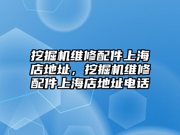 挖掘機(jī)維修配件上海店地址，挖掘機(jī)維修配件上海店地址電話