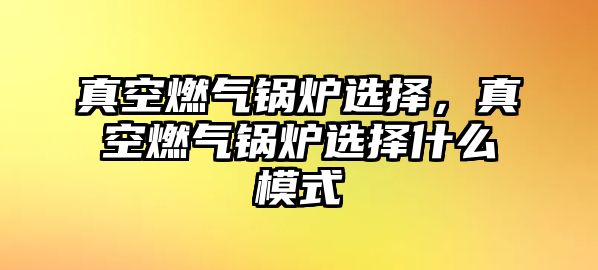 真空燃氣鍋爐選擇，真空燃氣鍋爐選擇什么模式