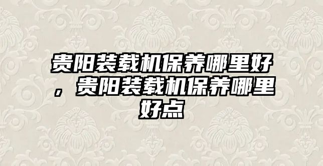 貴陽裝載機(jī)保養(yǎng)哪里好，貴陽裝載機(jī)保養(yǎng)哪里好點(diǎn)