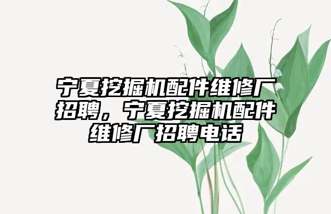 寧夏挖掘機(jī)配件維修廠招聘，寧夏挖掘機(jī)配件維修廠招聘電話