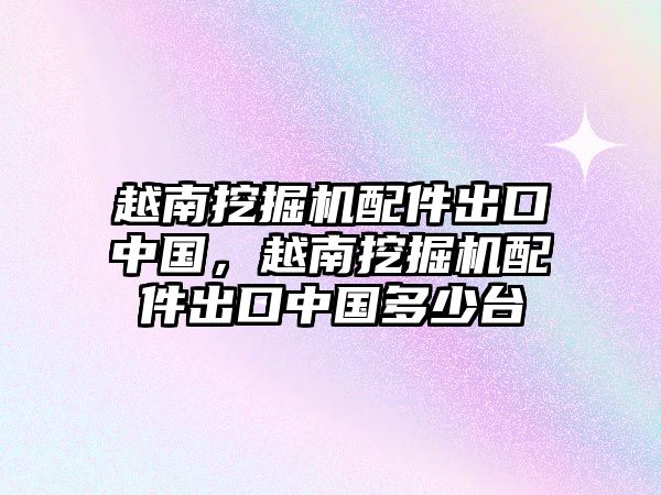 越南挖掘機配件出口中國，越南挖掘機配件出口中國多少臺