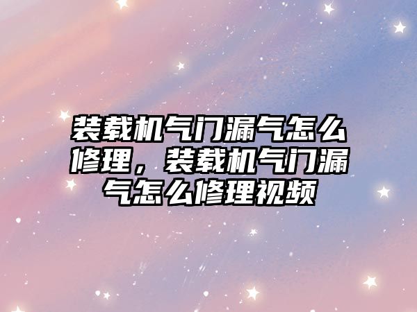 裝載機氣門漏氣怎么修理，裝載機氣門漏氣怎么修理視頻