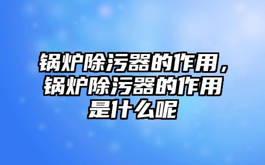 鍋爐除污器的作用，鍋爐除污器的作用是什么呢