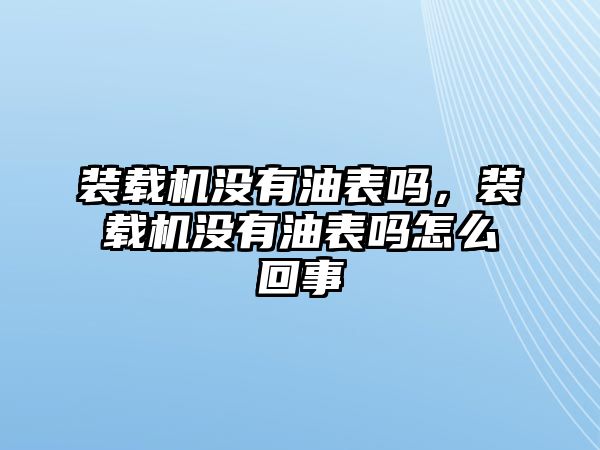 裝載機沒有油表嗎，裝載機沒有油表嗎怎么回事