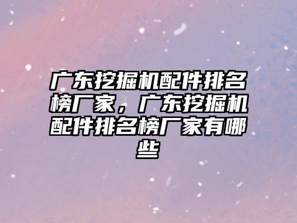 廣東挖掘機配件排名榜廠家，廣東挖掘機配件排名榜廠家有哪些