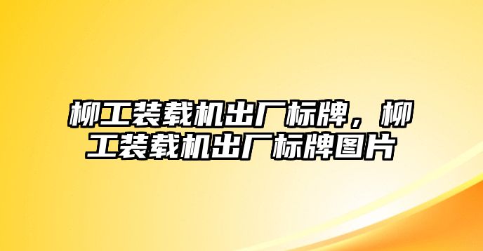 柳工裝載機(jī)出廠標(biāo)牌，柳工裝載機(jī)出廠標(biāo)牌圖片