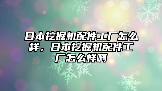 日本挖掘機配件工廠怎么樣，日本挖掘機配件工廠怎么樣啊