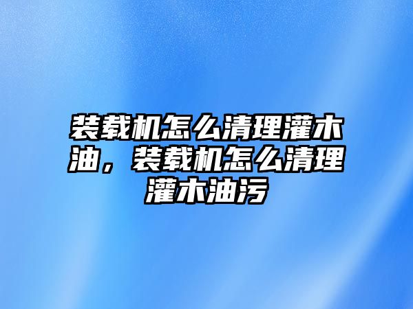 裝載機(jī)怎么清理灌木油，裝載機(jī)怎么清理灌木油污