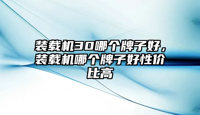 裝載機30哪個牌子好，裝載機哪個牌子好性價比高