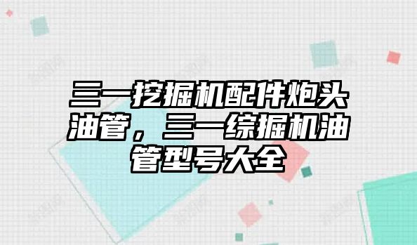 三一挖掘機配件炮頭油管，三一綜掘機油管型號大全