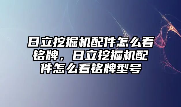 日立挖掘機(jī)配件怎么看銘牌，日立挖掘機(jī)配件怎么看銘牌型號