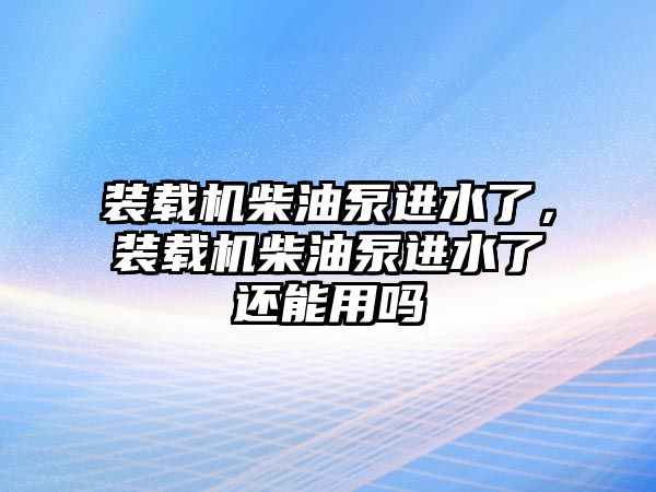 裝載機柴油泵進水了，裝載機柴油泵進水了還能用嗎