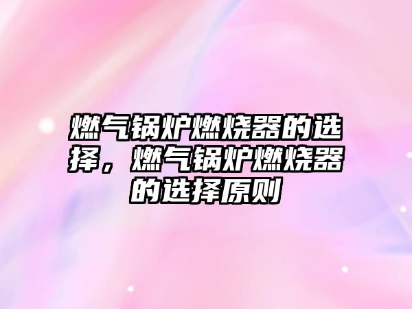 燃?xì)忮仩t燃燒器的選擇，燃?xì)忮仩t燃燒器的選擇原則