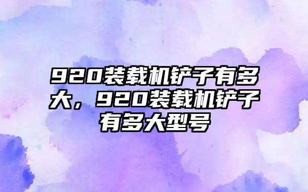 920裝載機(jī)鏟子有多大，920裝載機(jī)鏟子有多大型號(hào)