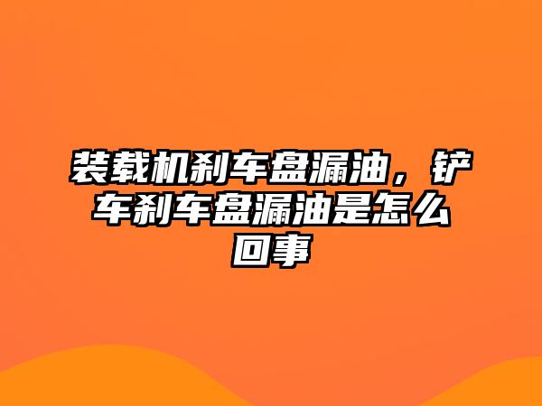 裝載機(jī)剎車盤漏油，鏟車剎車盤漏油是怎么回事