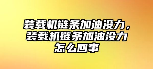 裝載機(jī)鏈條加油沒(méi)力，裝載機(jī)鏈條加油沒(méi)力怎么回事