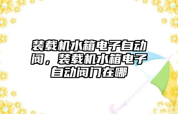 裝載機水箱電子自動閥，裝載機水箱電子自動閥門在哪