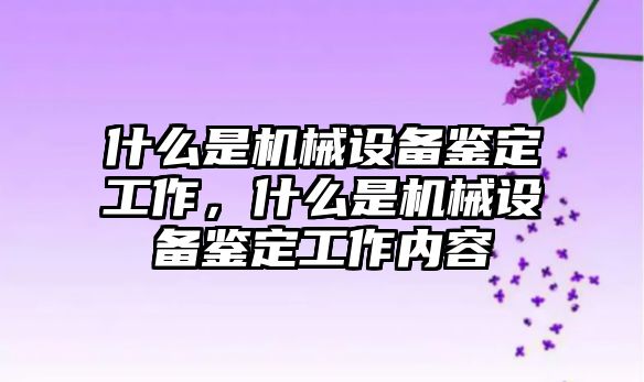 什么是機械設(shè)備鑒定工作，什么是機械設(shè)備鑒定工作內(nèi)容